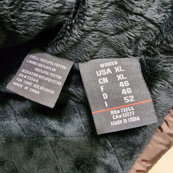 Marker brown puffy coat with faux fur lining woman's size extra large w/scarf - Picture 6 of 12